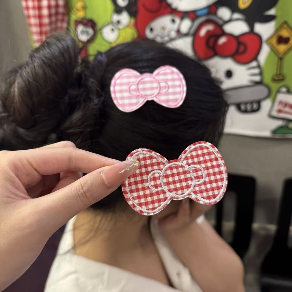 สติ๊กเกอร์หน้าม้าและโบว์ VELCRO สำหรับติดผม ปักลายสวยงาม