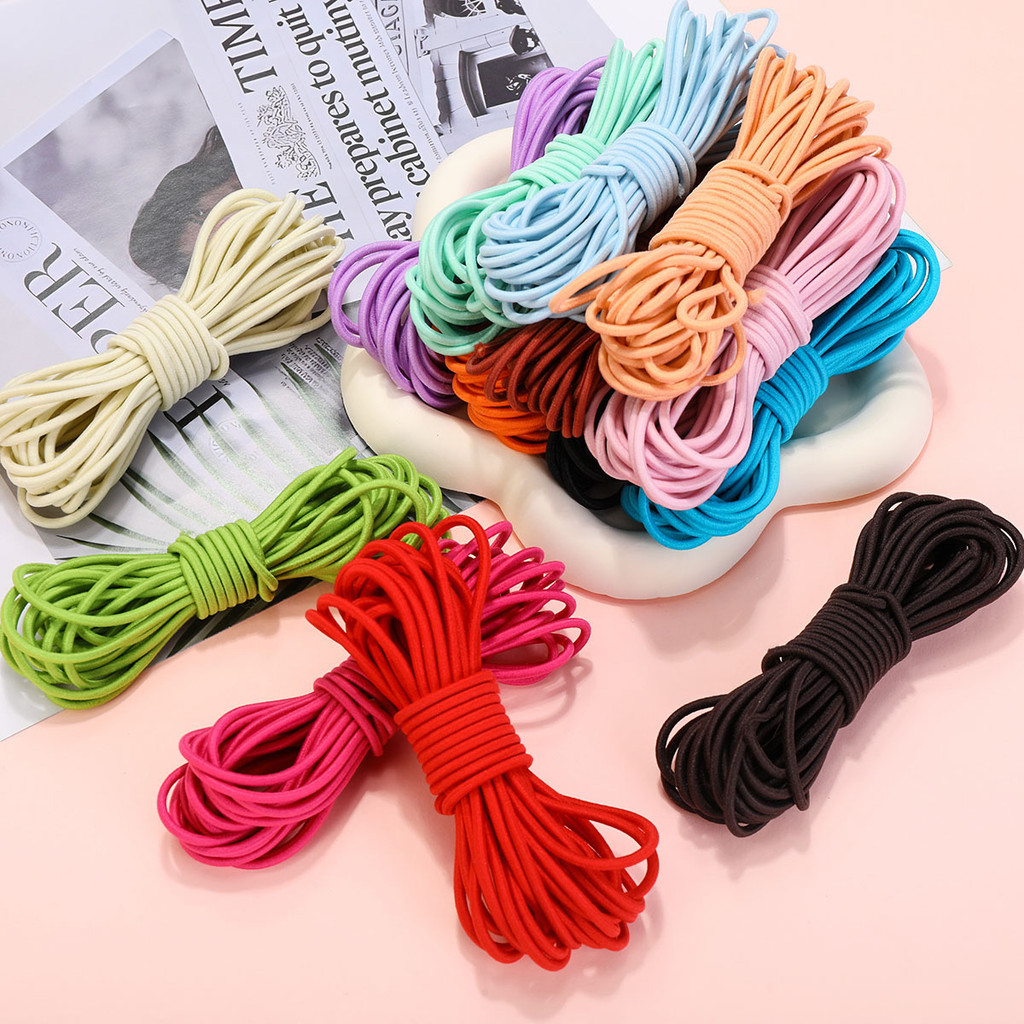 5 เมตรสีสันไนล่อนยางยืดเชือกหัวยางยืดสูง DIY แฮนด์เมดห่วงอุปกรณ์เสริม