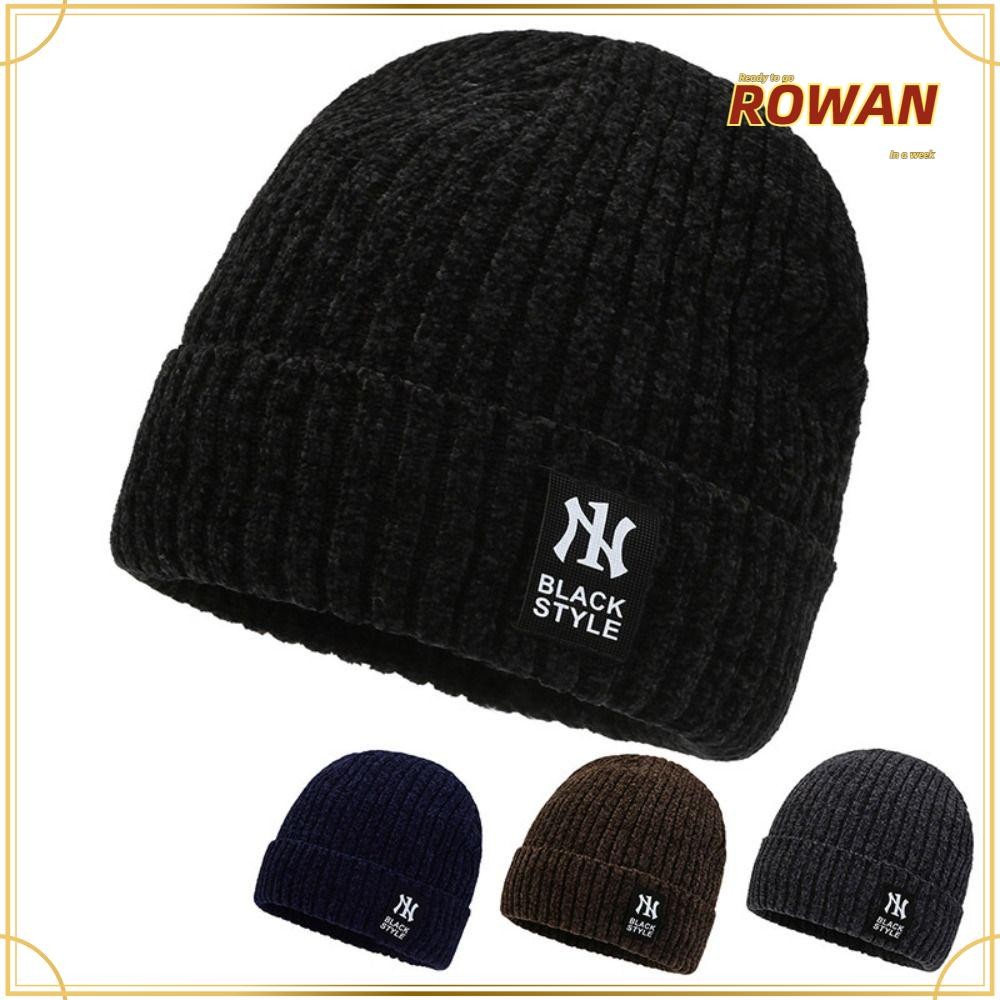Rowans หมวกถัก,กํามะหยี่ซับ Bonnet Beanie หมวก,กลางแจ้งตุ๊กตากีฬาที่อบอุ่น Earflap หมวกสําหรับชาย