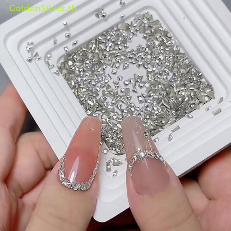 Goldensilver Mini Microzircon เครื่องประดับเล็บด้านล่างแบนแฟลช Mini Microzircon Horse Eye เจาะเล็บเครื่องประดับแฟลชผสม TH