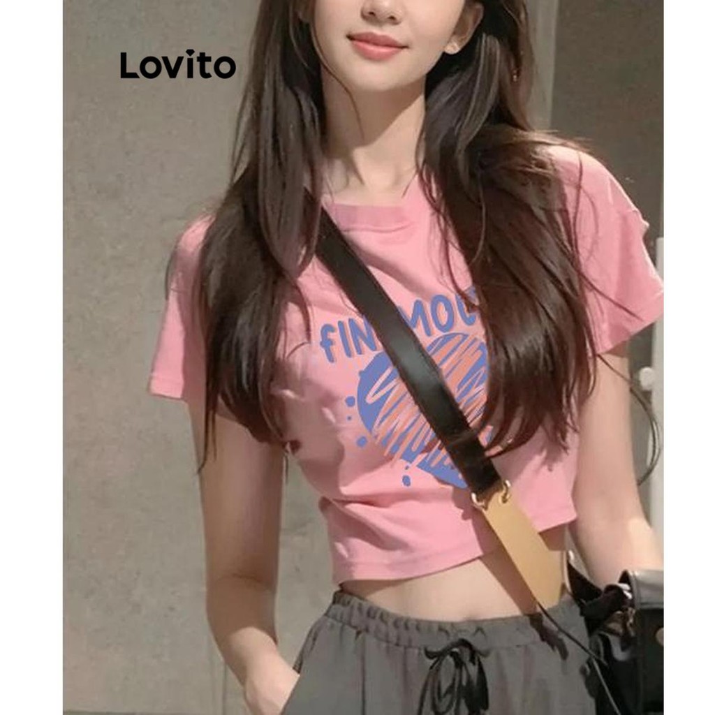 Lovito เสื้อผู้หญิง พิมพ์ลายเรขาคณิต สไตล์ลำลอง LNA61043