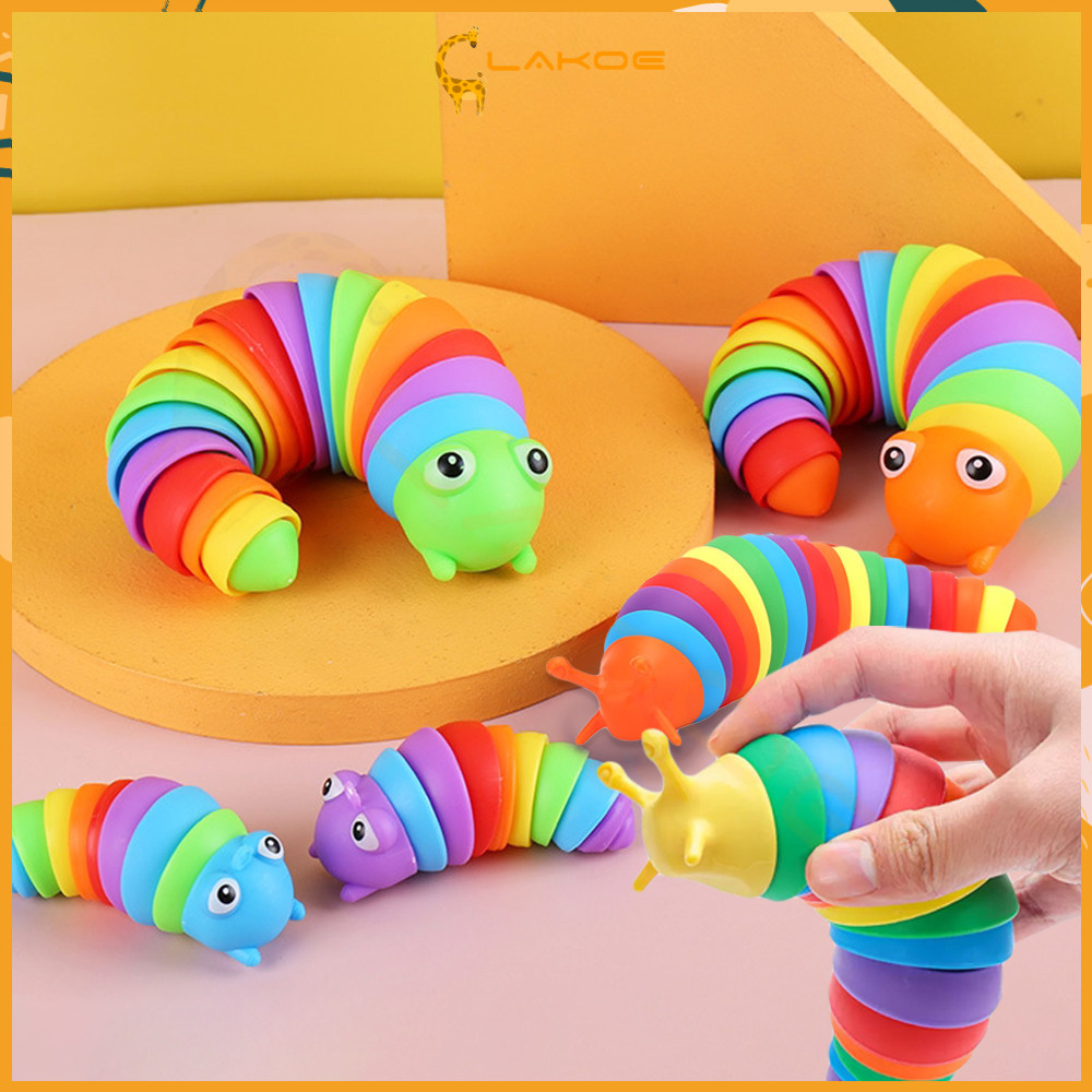 LAKOE สควิสชี่ หนอนของเล่น คลายเครียด หนอนดุ๊กดิีก กุ้งล๊อบสเตอร์หัวมีไฟ ตุ๊กตาหนอน ของเล่นคลายเครียด