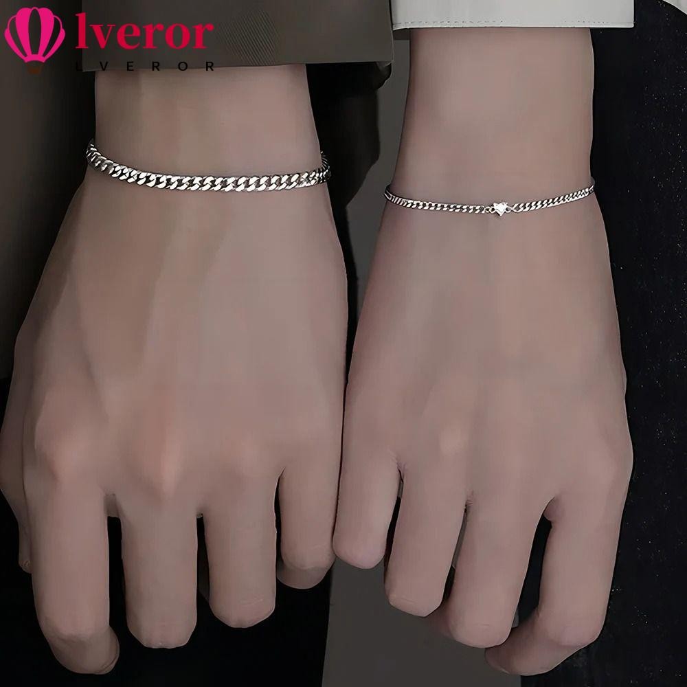 เลเซอร์ ชุดสร้อยข้อมือสแตนเลส, โซ่หัวใจคริสตัล อิน สแตนเลส, คู่รักสร้อยข้อมือคู่สแตนเลสสีทอง/เงินมินิมอล