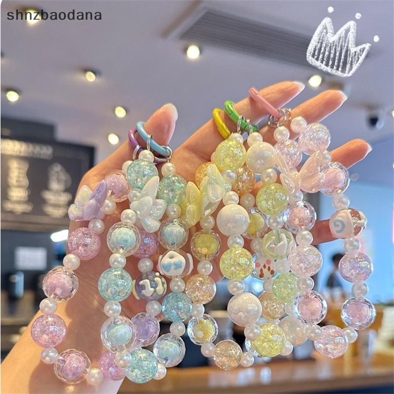 [SHNZAA] ลูกปัด Ice Crack ผีเสื้อโทรศัพท์มือถือโซ่รถพวงกุญแจอุปกรณ์เสริมผู้หญิงกระเป๋าพวงกุญแจ Ch FSSG