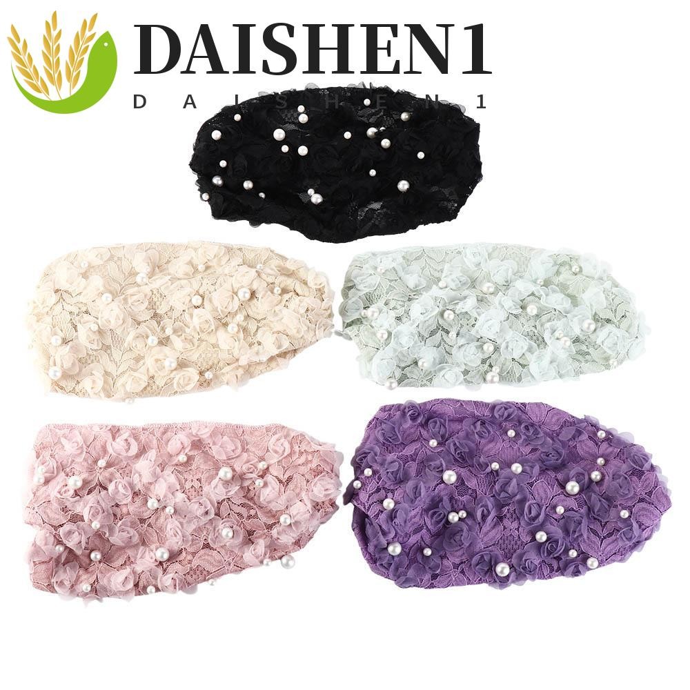 Daishen1 ที่คาดผมตาข่าย ประดับมุก ลูกไม้ หรูหรา สําหรับผู้หญิง