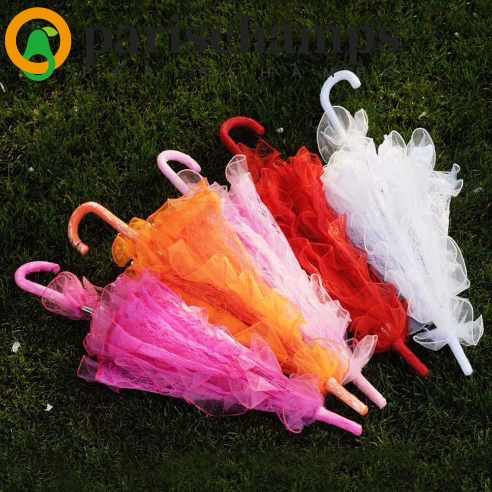 Parischamps ลูกไม้เจ้าสาวร่มสตรี 56 ซม.* 58 ซม.ตกแต่งงานแต่งงานการถ่ายภาพ Props Ruffles Trim Craft ลูกไม้ดอกไม้ร่ม