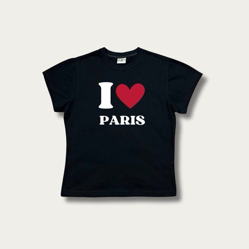 COD✅ (ส่งจากกรุงเทพ)BOOM Shop [พร้อมส่ง] เสื้อทรง BABY TEE I LOVE PARIS