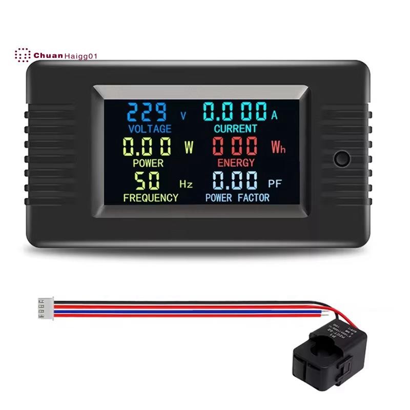 Pzem-022- Single-Phase AC Volt Amp Meter หน้าจอสีความถี่ Power Factor Wattmeter Power Meter 100A พร้