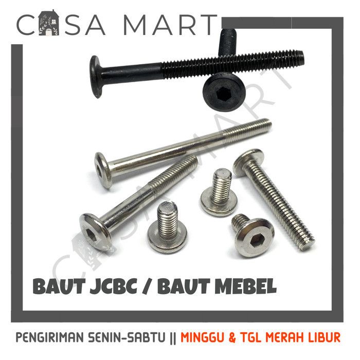 CASA MART JCBC Bolt M6x25 M6 x 25 Knockdown L Key Bolt เฟอร์นิเจอร์ Divan