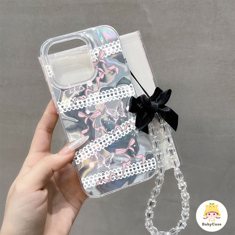 แฟชั่นหวานสร้อยข้อมือระลอก เคส iPhone 16 11 15 13 12 14 Pro Max 16Plus 7Plus 7 16 8 15 Plus XR X XS Max SE 2022