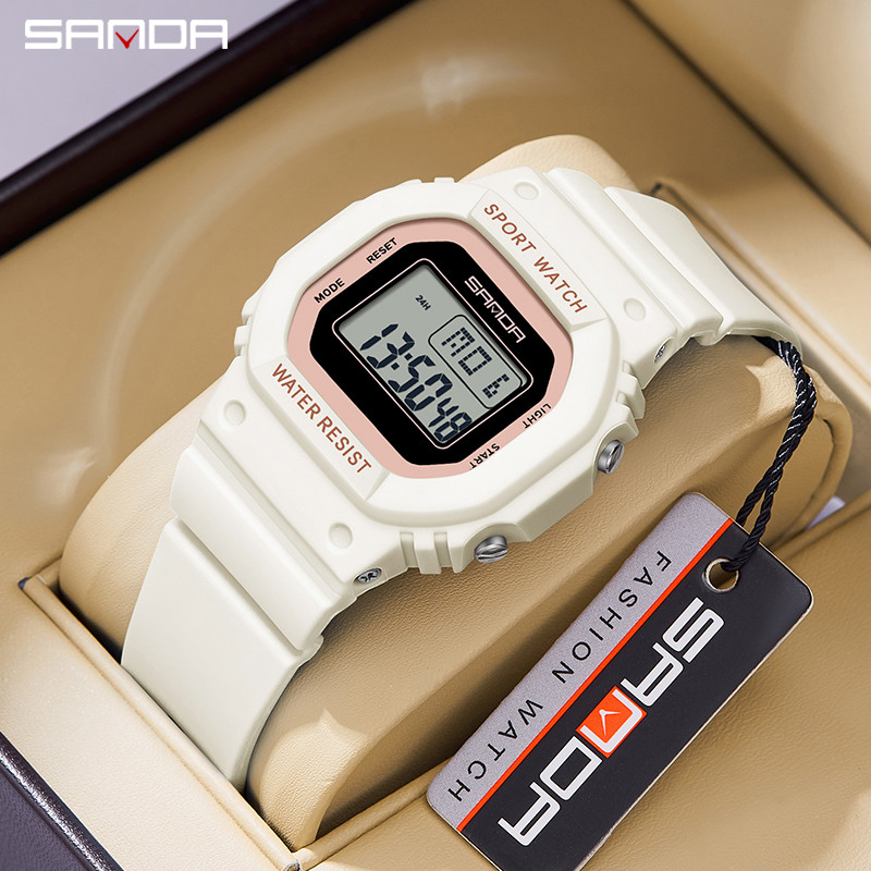 Sanda คลาสสิกอัพเกรดอินเทรนด์สีบล็อกเยาวชนอเนกประสงค์นาฬิกากันน้ําสําหรับผู้ชาย SD393-14