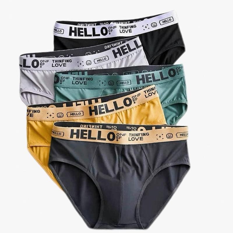 กางเกงในชาย Half Briefs ขาเว้า เนื้อผ้านิ่ม เป้าสองชั้นออกแบบ ลายหน้ายิ้ม Size L-4XL