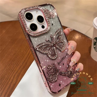เคส iphone16 Diamond Glitter Butterfly เคสโทรศัพท์ iphone16 Pro Max 15 14 13 12 11 เคสสําหรับเคส iPhone ซิลิโคนนุ่ม TPU กันกระแทก