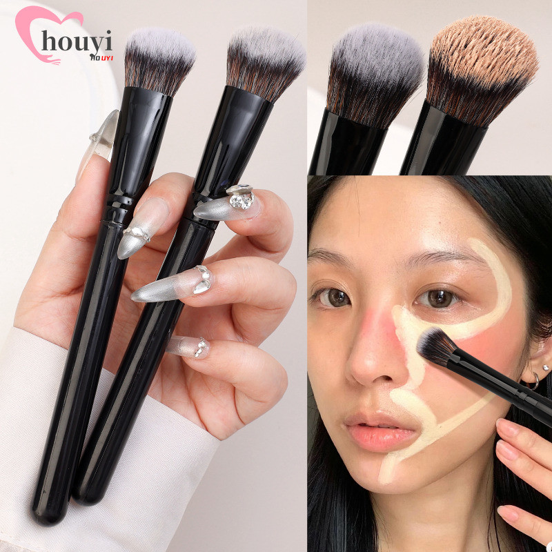 แปรงแต่งหน้ารองพื้นลาด - เครื่องมือแต่งหน้าความงาม - แปรงแป้งฝุ่นขนสัตว์ไฟเบอร์นุ่ม - คอนซีลเลอร์ผสมบลัชออนไฮไลท์ - แปรงคอนทัวร์เงา