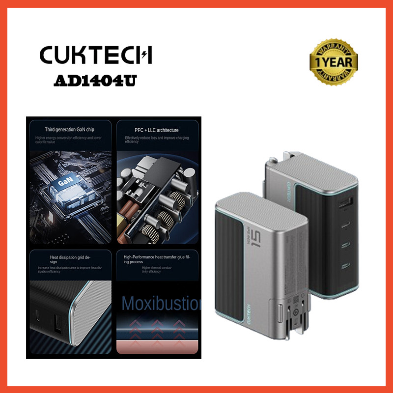 Zmi CUKTECH AD1404U NO.15 GaN 140W Fast Charge PD3.1 เครื่องชาร์จ Type-C หลายพอร์ต