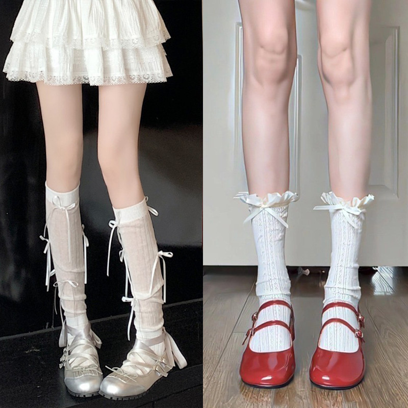 ลูกไม้น่ารักโบว์ผู้หญิงถุงเท้าเกาหลี อิน อินเทรนด์เจ้าหญิงโลลิต้าถุงเท้า