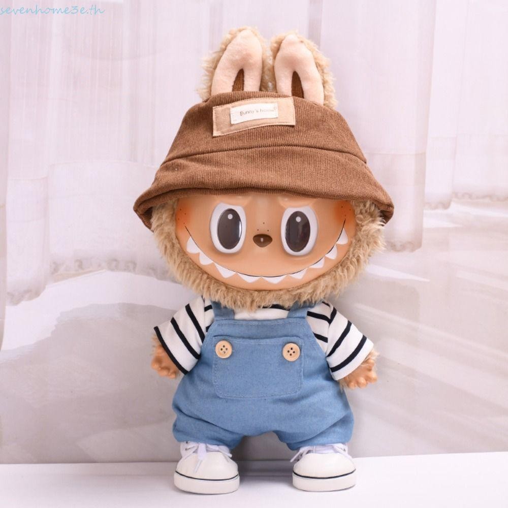 Sevenhome3e 38 ซม.Labu Time เสื้อผ้า,กระโปรงลายสก๊อตลูกไม้ 38 ซม.ตุ๊กตาPlushเสื้อผ้า,ชุดลายเสื้อยืดรองเท้าสีขาว Denim Overallsผ้าฝ้ายตุ๊กตาเสื้อผ้าเด็กของขวัญ