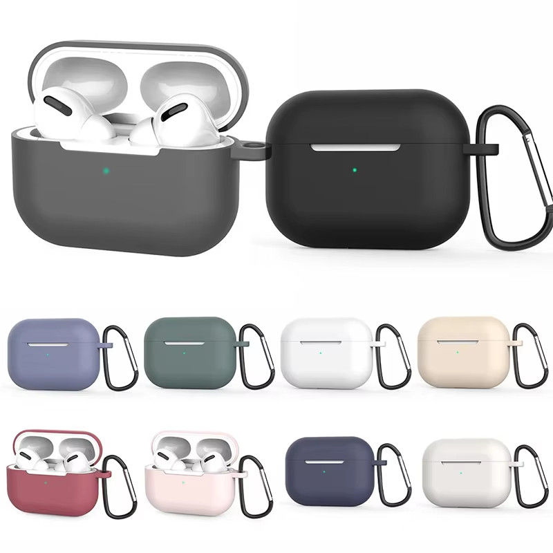 เคสซิลิโคนอ่อนนุ่ม For Apple Airpods Pro เคสหูฟังไร้สาย For AirPods Pro กล่องชาร์จสีทึบแฟชั่นหูฟังกรณี