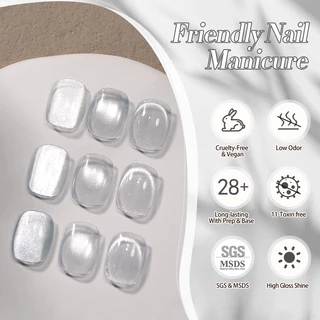 BORN PRETTY Cat Eyes Magnetic Gel Polish Moonlight White Shining Silver กึ่งถาวร UV Gel 10ml