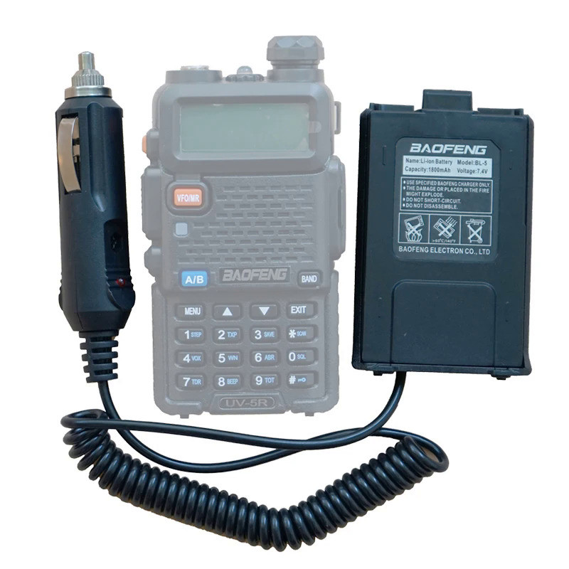 Baofeng Batterij Eliminator Auto-oplader Voor Draagbare Radio UV-5R 5RE 5RA Twee Manier Radio 12-24V