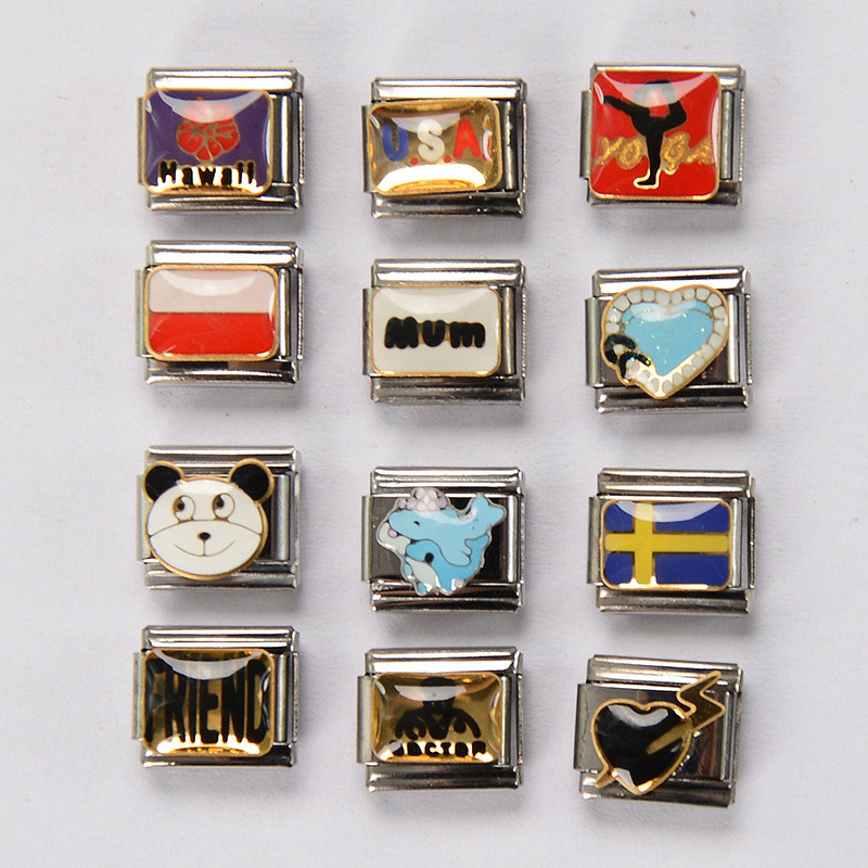 อิตาเลี่ยนโมดูลสร้อยข้อมือสแตนเลสที่ถอดออกได้สร้อยข้อมือฟรี Splicing คู่มือการจับคู่ Splicing DIY Unisex