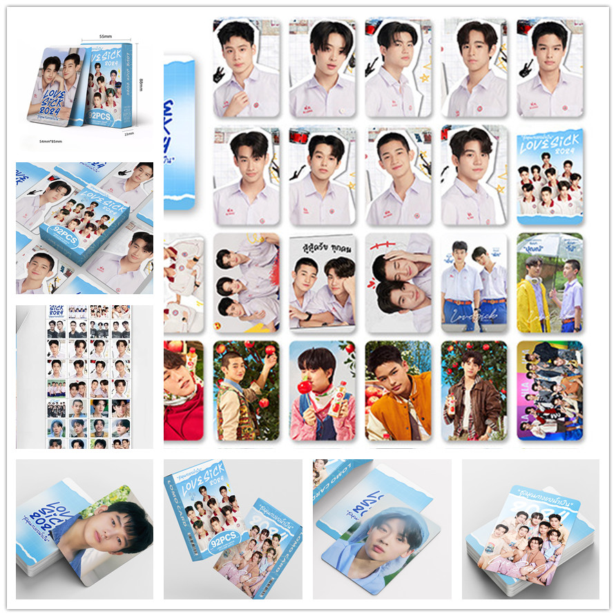 60+32 ชิ้น Love Sick Photocards สติ๊กเกอร์ Lomo การ์ดรูปถ่าย Holographic Pun และ No Thai TV Series