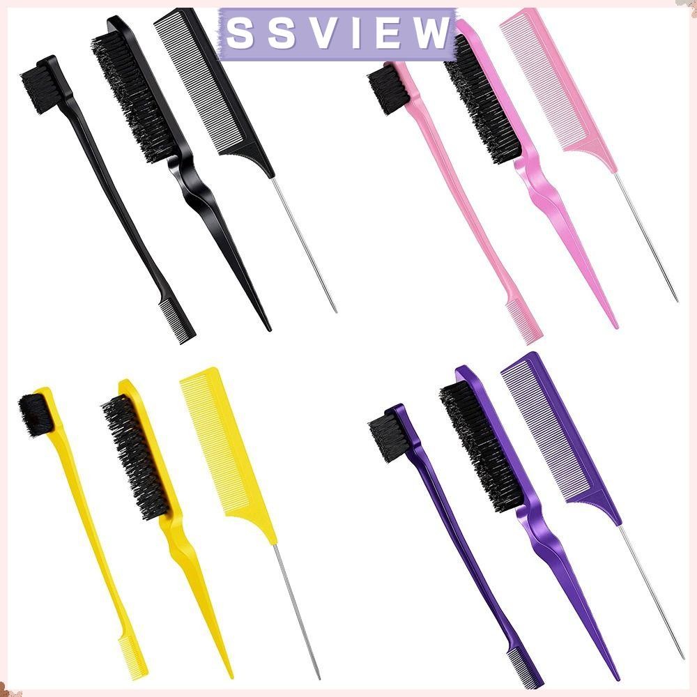 Stillsaview 3 ชิ้น Slick Brush Set Slicking Hair Brush เครื่องมือจัดแต่งทรงผม Teasing Brush