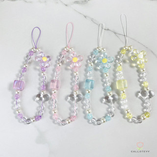 เชือกโทรศัพท์มือถือสายคล้องโทรศัพท์ลายดอกไม้เล็กสีโปร่งแสงพร…