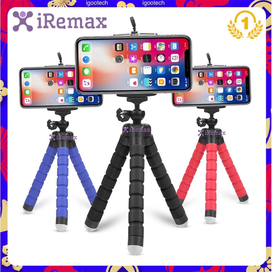 【เคลียร์ราคาต่ำ】iRemax ขาตั้งกล้อง ขาตั้งมือถือ หนวดปลาหมึก Gorillapod Flexible Tripod Octopus tripod (Size S)