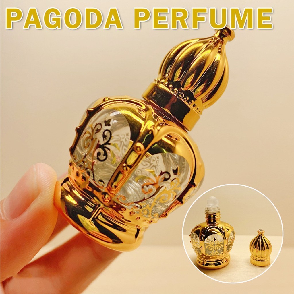 สินค้ามีคุณภาพ 15Ml.ขวดน้ำมันหอมระเหยแบบแก้ว พร้อมลูกกลิ้ง รูปมงกุฎ สีทอง มีรสนิยม