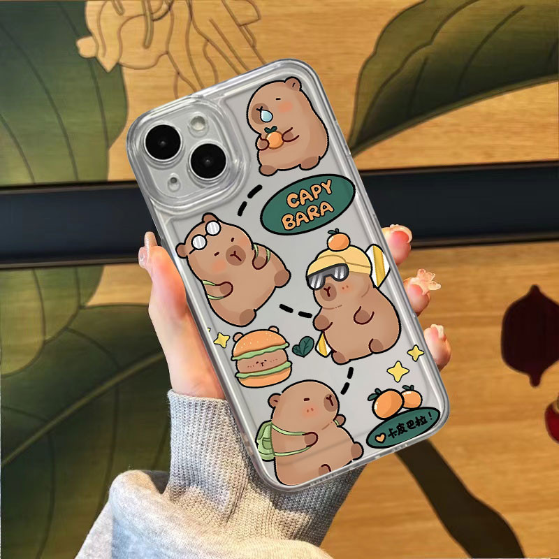 ในสต็อก การ์ตูนน่ารัก Kapybara IPhone 16 15 11 13 14 12 Pro Max 7Plus X Xr Xs Max TPU Waterproof Phone Case