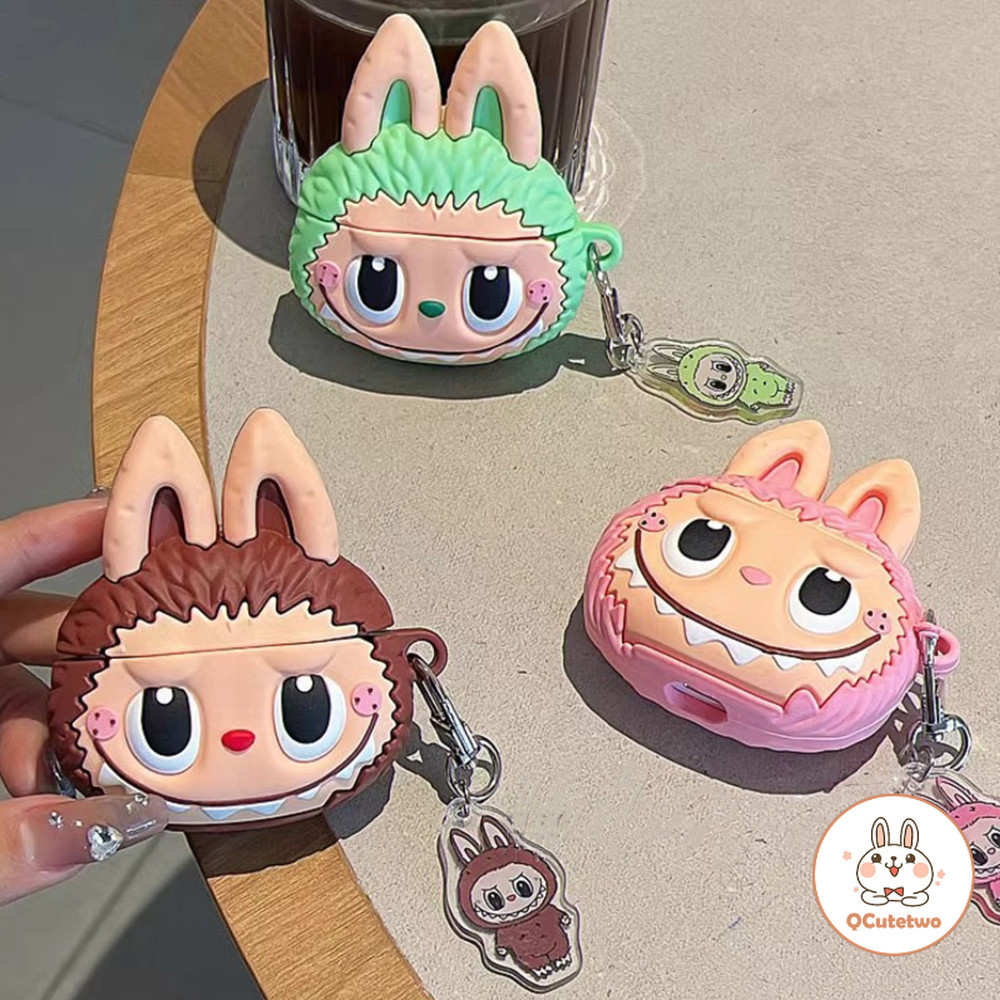 น่ารักการ์ตูนลาบู จี้หูฟัง แอร์พอด กรณีเข้ากันได้สําหรับ แอร์พอด 1 2 3 4 หูฟังไร้สายบลูทูธกรณี แอร์พอด มือโปร 2 ซิลิโคนนุ่มฝาครอบป้อง