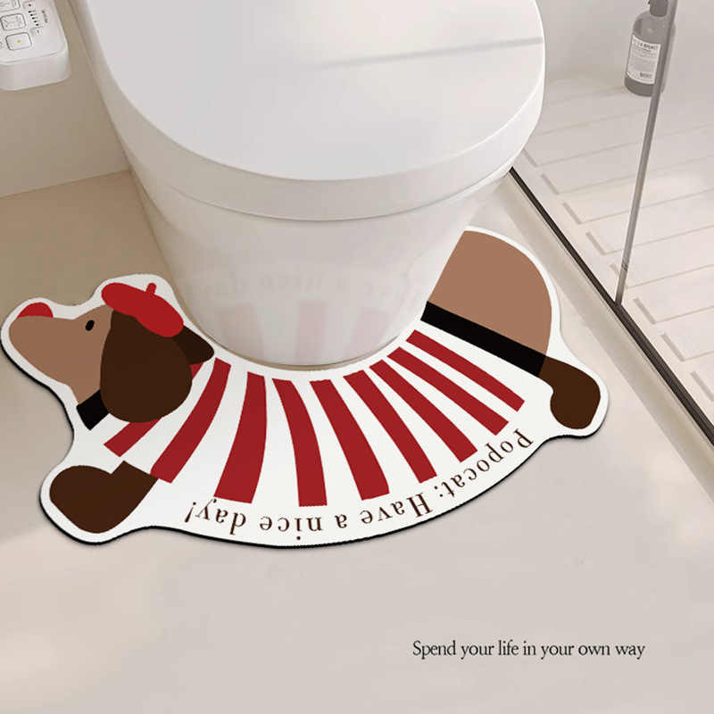 การ์ตูน Dachshund พรมปูพื้นห้องน้ํา U รูป Pad ตกแต่งบ้านพรมเช็ดเท้า