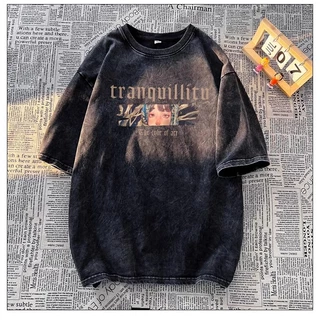 พร้อมส่งจากกทม มาถึงใน 2วัน เสื้อยืดผ้าฝ้ายแขนสั้นพิมพ์ลายผู้ชาย สวมใส่สบาย ระบายอากาศได้เสื้อยืดฟอกทันสมัยและอินเทรนด์