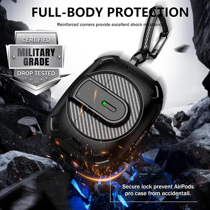 ล็อคความปลอดภัยเกราะสําหรับ แอร์พอด 4 กรณี มือโปร 2 กรณีสนับสนุนไร้สายชาร์จป้องกันกันกระแทกหูฟังสําหรับ แอร์พอด 1 2 3 4 กรณี - รูปที่ 2