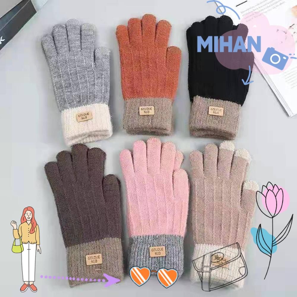 Mh ถุงมือถัก, ถุงมือฤดูหนาวหน้าจอสัมผัสแบบหนา, ถุงมืออุ่นกันลื่นแบบลําลอง, ขี่กลางแจ้ง