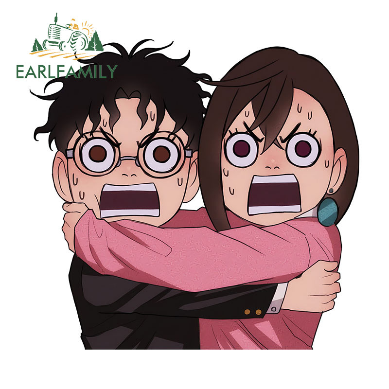Earlfamily 13 ซม.Dandadan Ayase Momo และ Okarun น่ากลัวการ์ตูนรถสติกเกอร์กันน้ําแฟชั่น JDM Decal เหมาะสําหรับตู้เย็นรถจักรยานยนต์