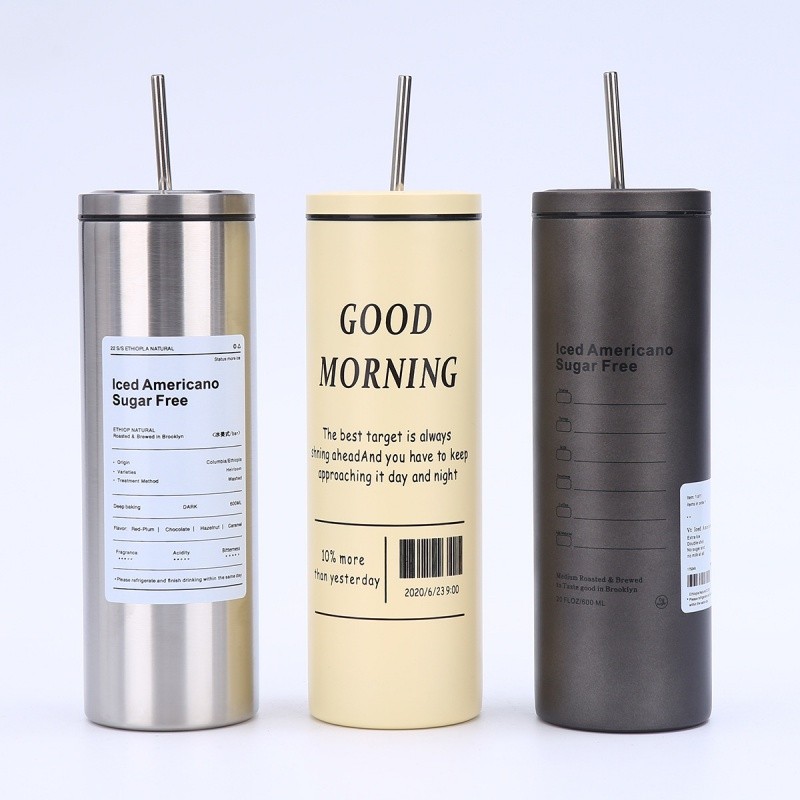 Xiaoxiao.500 ml ถ้วยกาแฟแก้วกาแฟสแตนเลส304หลอดแบบพกพาสำหรับรถยนต์