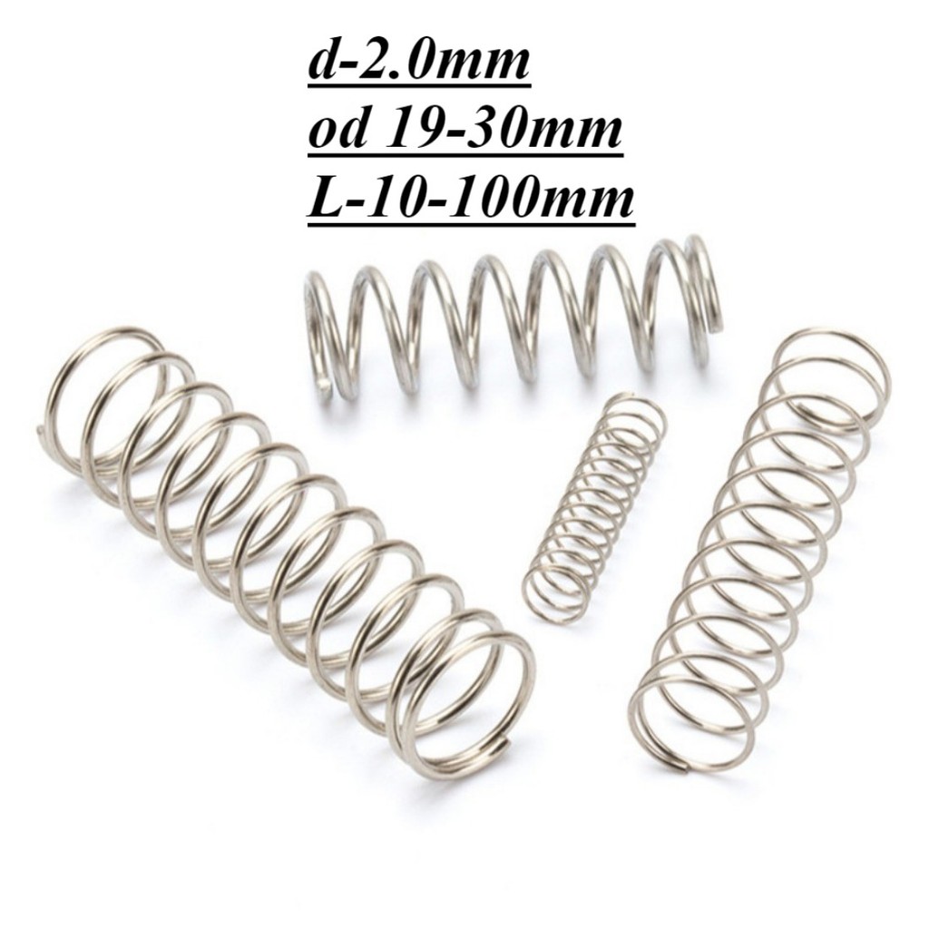 สปริงบีบอัดกลับสปริงสแตนเลส 304 สปริงบีบอัด d2.0mm * OD19-30mm * L10-100mm