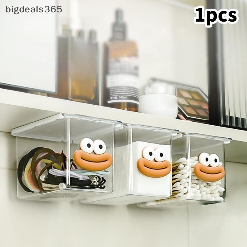 [bigdeals365] กล่องเก็บของแบบลิ้นชักตู้โปร่งใสปากใหญ่การ์ตูนผ้าฝ้ายติดแต่งหน้าผ้าฝ้ายห้องน้ําชั้นเก็บของแบบดึงออกหุ้นใ