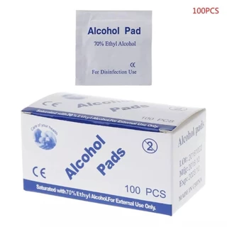 Alcohol pad แผ่นแอลกอฮอล์ 75% เช็ดทำความสะอาด แอลกอฮอล์แผ่น แผ่นทำความสะอาด 100 ชิ้น/กล่อง