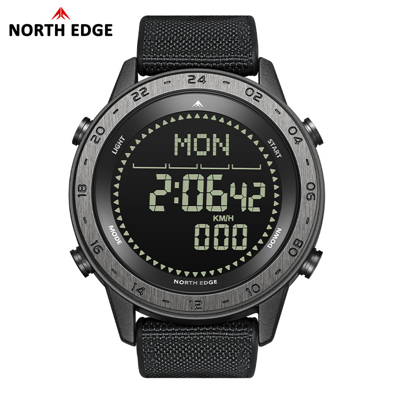 North EDGE TANK 3 ผู้ชายดิจิตอล Militray นาฬิกากีฬากลางแจ้งนาฬิกา Pedometer Calories เข็มทิศกันน้ํา 50M นาฬิกาข้อมือ