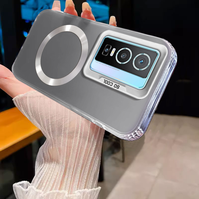 ปลอกสําหรับ VIVO Y76 5G แม่เหล็กไร้สายสีเงินเคสโทรศัพท์ดีไซน์ใหม่ SJSFDDR