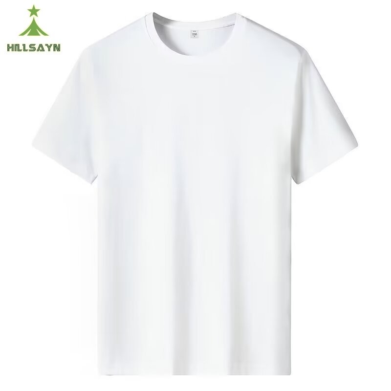 Hillsayn เสื้อยืดผู้ชายแฟชั่นย้อนยุคสีทึบเรียบง่ายสบายทุกการแข่งขันแขนสั้นด้านบน