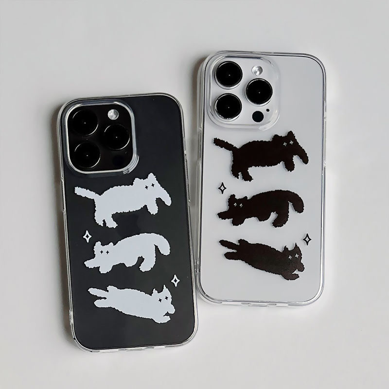 คู่รักการ์ตูนรักแมวสีดำขาวนุ่ม เคส iPhone 15 13 11 16 12 14 Pro Max 7Plus XR X XS Max 16 15 6 6s 14 8 Plus SE 2020