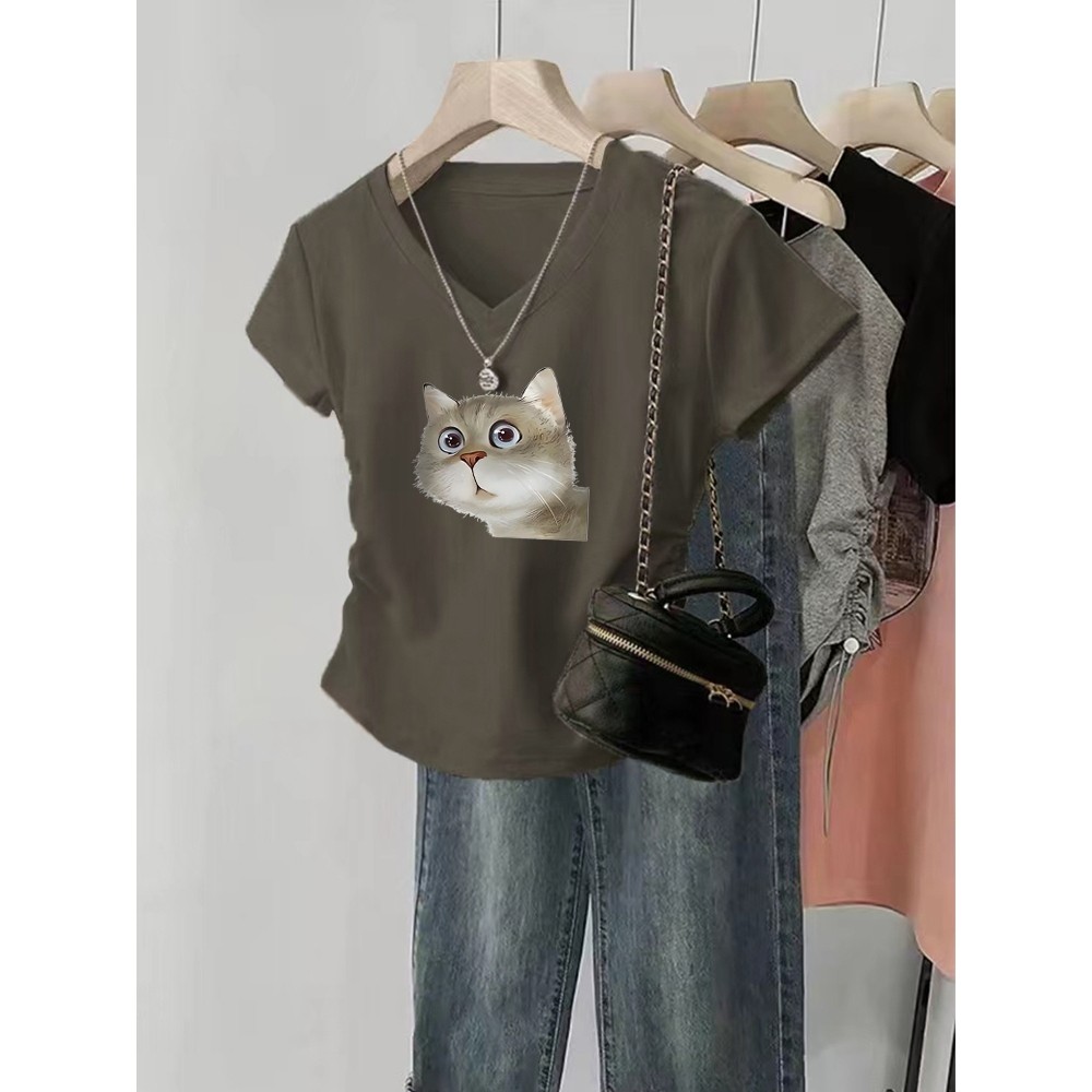 M-3XL มีหลายไซซ์ให้เลือกเสื้อยืดครอป เสื้อครอปสาวอวบน่ารัก เสื้อรัดรูป เสื้อสาวอวบพรางหุ่น - รูปที่ 6