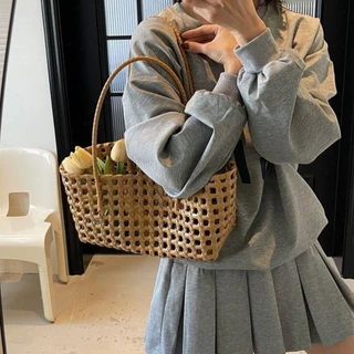 POLI Tote Bag กระเป๋าสะพายผู้หญิง สีทึบ ความจุมาก