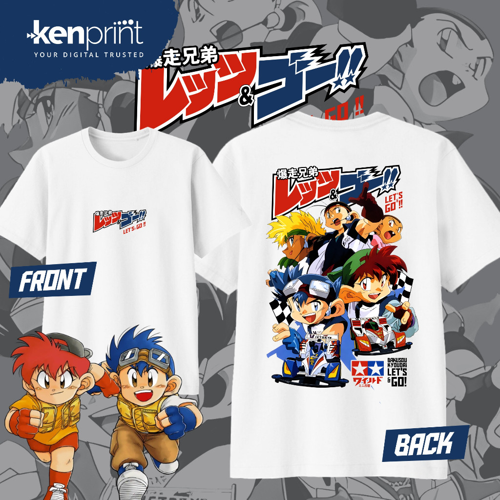 เสื้อยืด Tamiya LETS & GO ANIME | Bacusoou KYOUDAI LETS & GO | ไม่ใช่อย่างเป็นทางการเสื้อยืดพิมพ์ลาย