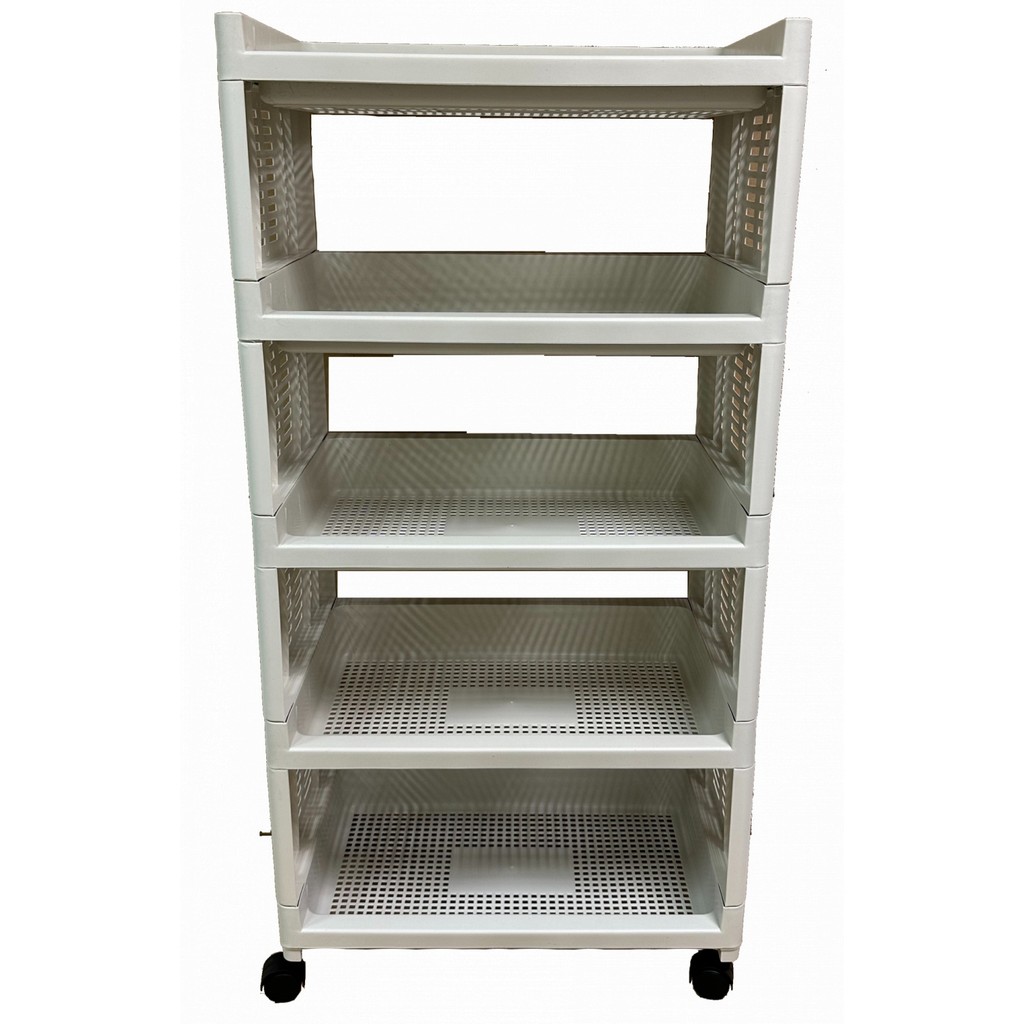 LOCAL789 NOBURU ชั้นวางเอนกประสงค์ 4 ชั้น มีล้อ AB 30x50x99 ซม. รุ่น KSH-SQV-02/4-1 สีขาว ร้านอยู่ใน