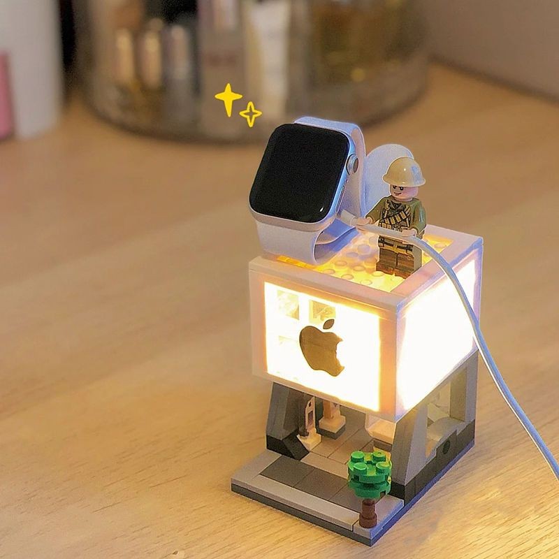 แท่นชาร์จนาฬิกา Apple iwatch เข้ากันได้กับบล็อกตัวต่อ Lego Street View Assembly Applewatch ตกแต่งเดสก์ท็อป หรือ